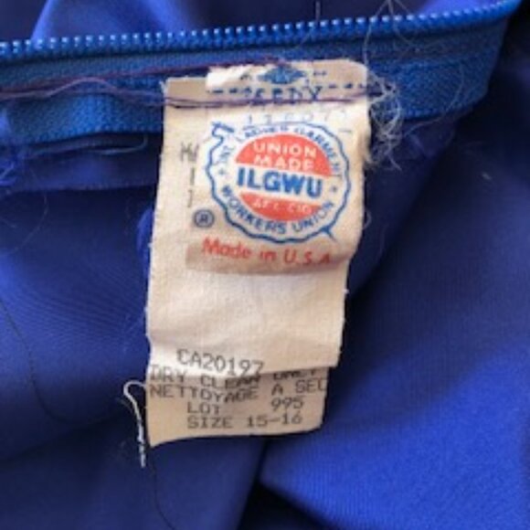 Glamorous Blue Vintage Junior Off Shoulder Formal Dress Prom Party 15-16 Large - Picture 11 of 14